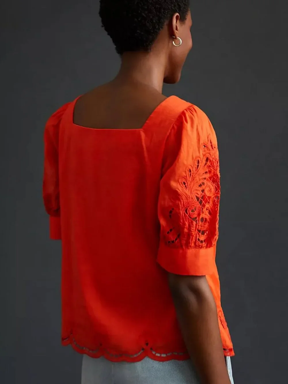 Anthropologie Short-Sleeve Cutwork Blouse - Picture 3 of 6